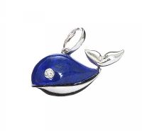 18CT WHITE GOLD LAPIS LAZULI AND DIAMOND WHALE PENDANT at Ross's Online Art Auctions