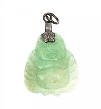 SILVER AND JADE BUDDHA PENDANT at Ross's Online Art Auctions