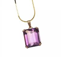 14CT GOLD AMETHYST PENDANT AND CHAIN at Ross's Online Art Auctions
