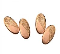 9CT GOLD ENGRAVED CUFFLINKS at Ross's Online Art Auctions