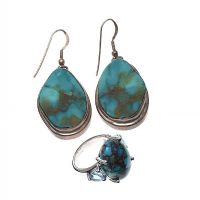 SUITE OF STERLING SILVER, TOPAZ AND TURQUOISE JEWELLERY at Ross's Online Art Auctions