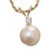 14CT GOLD CULTURED PEARL AND DIAMOND PENDANT AND CHAIN at Ross's Online Art Auctions