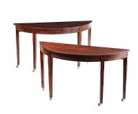 PAIR OF EDWARDIAN INLAID DEMI LUNE SIDE TABLES at Ross's Online Art Auctions