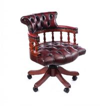 DEEP BUTTON LEATHER CAPTAIN'S CHAIR at Ross's Online Art Auctions