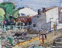 STEPS DOWN TO THE BEACH by Olive Henry RUA at Ross's Online Art Auctions
