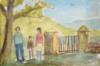 STANDING BY THE GATE by Olive Henry RUA at Ross's Online Art Auctions