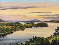 QUIET EVENING, LOUGH GILL FROM ABOVE GREENAUN, COUNTY LEITRIM by Patric Stevenson PPRUA at Ross's Online Art Auctions