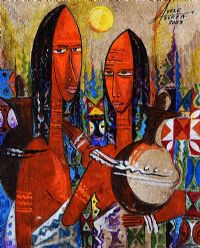 TWO FIGURES by Ayele Sseea at Ross's Online Art Auctions