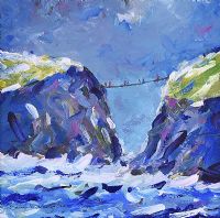 CARRICK A REDE ROPE BRIDGE ON THE CAUSEWAY COAST by Sean Lorinyenko at Ross's Online Art Auctions