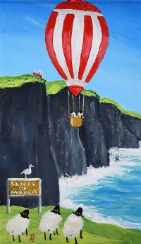 ANDY PAT'S WANDERING SHEEP AT THE CLIFFS OF MOHER by Andy Pat at Ross's Online Art Auctions