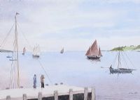 WATCHING THE BOATS by Wilbur Little at Ross's Online Art Auctions