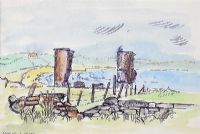 CASTLE RUINS BY THE SHORE by Maurice Canning Wilks ARHA RUA at Ross's Online Art Auctions