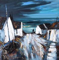 OLD IRISH COTTAGES, NORTH ANTRIM by J.P. Rooney at Ross's Online Art Auctions