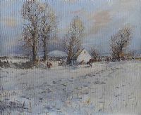 WINTER COTTAGE AT CLINTY, BALLYMENA by Henry McLaughlin at Ross's Online Art Auctions