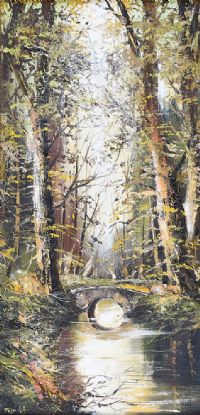 BRIDGE IN THE WOODS by Frank Fitzsimons at Ross's Online Art Auctions