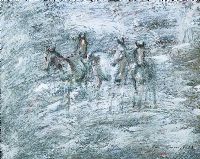 HORSES IN THE SNOW by Con Campbell at Ross's Online Art Auctions