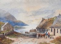 IRISH THATCHED COTTAGE by Irish School at Ross's Online Art Auctions
