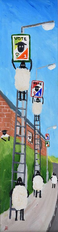 ANDY PAT'S WANDERING SHEEP ELECTION TIME AGAIN by Andy Pat at Ross's Online Art Auctions
