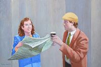 DISCUSSING THE NEWS by Robert Taylor Carson RUA at Ross's Online Art Auctions
