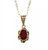 9CT GOLD GARNET NECKLACE AND 9CT GOLD CHAIN at Ross's Online Art Auctions