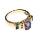 14CT GOLD TANZANITE, DIAMOND AND EMERALD RING at Ross's Online Art Auctions
