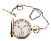 WALTHAM GOLD-PLATED POCKET WATCH AND CHAIN at Ross's Online Art Auctions