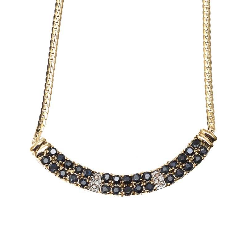 TWO GOLD PLATED SAPPHIRE NECKLACES