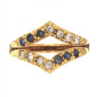 GOLD TONE SAPPHIRE AND CRYSTAL RING at Ross's Online Art Auctions