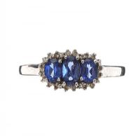 9CT WHITE GOLD TANZANITE AND CUBIC ZIRCONIA RING at Ross's Online Art Auctions