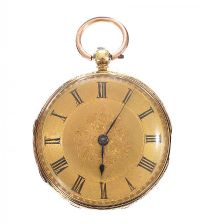 18CT GOLD ENGRAVED FOB WATCH at Ross's Online Art Auctions