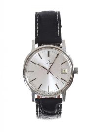 OMEGA STAINLESS STEEL AND LEATHER GENT'S WRIST WATCH at Ross's Online Art Auctions