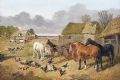 OIL ON CANVAS FARMYARD at Ross's Online Art Auctions