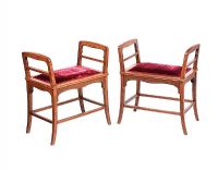 PAIR OF OAK WINDOW STOOLS at Ross's Online Art Auctions