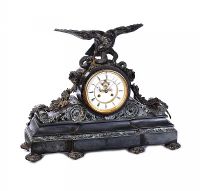 VICTORIAN SLATE & MARBLE MANTEL CLOCK at Ross's Online Art Auctions