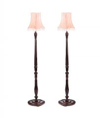 PAIR OF CARVED MAHOGANY STANDARD LAMPS at Ross's Online Art Auctions