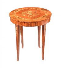 INLAID MUSICAL LAMP TABLE at Ross's Online Art Auctions