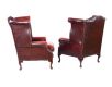 PAIR OF LEATHER WING BACK ARMCHAIRS at Ross's Online Art Auctions