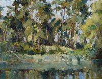 TREES BY THE RIVER BANK by Marjorie Henry RUA at Ross's Online Art Auctions