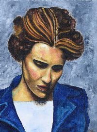 GIRL IN A BLUE JACKET by Anne Michael at Ross's Online Art Auctions