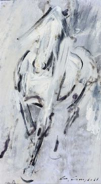 WHITE HORSE RUNNING by Con Campbell at Ross's Online Art Auctions