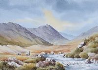 SHEEP GRAZING, DONEGAL by Hamilton Sloan at Ross's Online Art Auctions