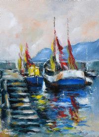 BOATS AT HOWTH, COUNTY DUBLIN by Niall Campion at Ross's Online Art Auctions