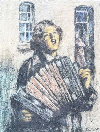 THE ACCORDIONIST by William Conor RHA RUA at Ross's Online Art Auctions