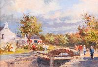 THE LOCK KEEPER'S COTTAGE, RIVER LAGAN by Colin Gibson at Ross's Online Art Auctions