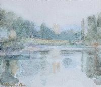 TREE REFLECTIONS ON THE LOUGH by Mnaomi May at Ross's Online Art Auctions