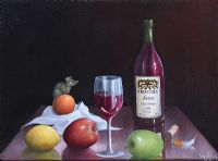 STILL LIFE, WINE & FRUIT by Verner Finlay at Ross's Online Art Auctions