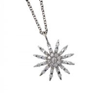 18CT WHITE GOLD DIAMOND SUN NECKLACE at Ross's Online Art Auctions