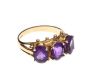 9CT GOLD THREE STONE AMETHYST DRESS RING at Ross's Online Art Auctions