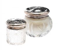 SILVER TOPPED PIN JAR & POWDER JAR at Ross's Online Art Auctions