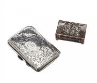 SILVER CIGARETTE CASE & EMBOSSED SILVER MATCHBOX CASE at Ross's Online Art Auctions